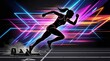© Ali - Dynamic Female Sprinter Action Silhouette with Neon Light Streaks