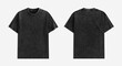 © DekGrativ - Blank black acid wash t-shirt front and back mockup on a white background.