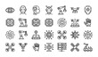 © MINARA - Cute black and white robot icon vector set with playful robotics and futuristic technology symbols