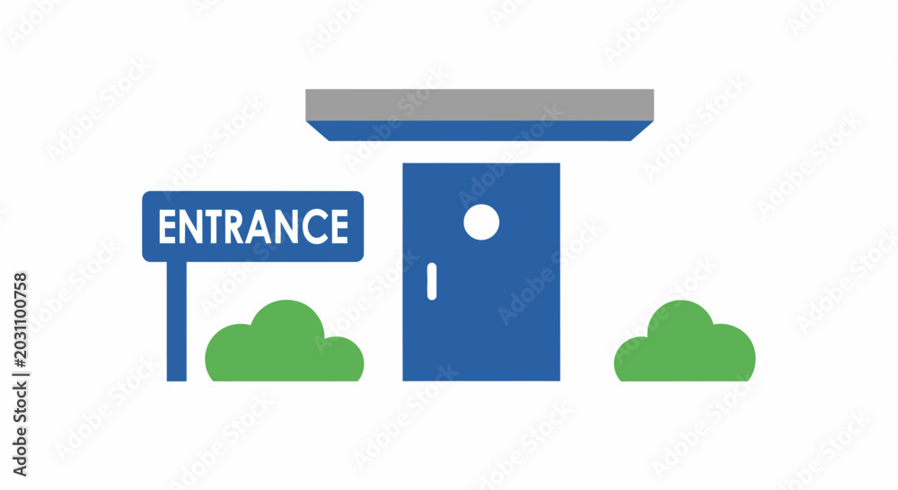Entry Board Graphics Entrance door with sign board. Stock Vector | Adobe Stock