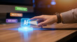 © Kaniz - Ai data analytics workspace hand interacting with artificial intelligence interface