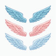 © silalahichristinakem - Set of Stylized Angel Wings in Blue and Pink