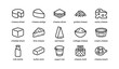 © Cali6ro - Cheese icons showing varieties and dairy items on white background
