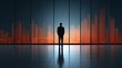 © buraratn - Businessman gazing at city skyline with financial growth chart, reflection in modern office building at dawn, representing success and ambition