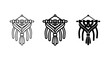 © Zubair - Macrame Wall Hanging Icons, Bohemian Textile Art Vector Set, Natural Fiber Craft Designs, Boho Home Decor Elements, Minimalist Line Art Collection
