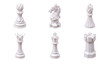 © AbdulWaheed - Contemporary white 3D rendered chess pieces, including pawn, knight, bishop, queen, king, and rook.