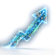© Vectornines - A glowing blue and green arrow chart representing financial growth and economic progress against a clean white background.