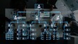 © InfiniteFlow - A digital organizational chart showing team members and data visualization, representing business strategies and effective workforce management in an office setting. Raster