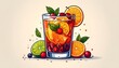 © whyu - Refreshing summer cocktail with fruit slices.
