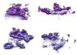 © Asif - Purple liquid chrome abstract shapes, metallic violet fluid splashes on a transparent background, 4 organic 3D mercury elements for futuristic design.