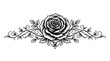 © matahari - Black and white rose with thorny vines and leaves border design