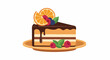 © Heni - A delicious slice of layered cake with chocolate frosting, topped with berries and orange