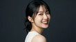 © jack - Young Asian Woman Smiling Toothy Portrait Portrait Over Dark Background