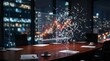 © Wisnu - Financial market data exploding into fragments, symbolizing volatility and rapid change in a modern boardroom