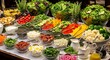 © youns - Buffet style salad bar with healthy vegetarian food and banquet catering available