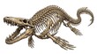 © dangs_create - Giant ocean predator skeleton illustration, layered jaw bones filled with uneven teeth, massive spinal column, dramatic curved swimming pose, fossil-inspired detailing, highly detailed 2d artwork