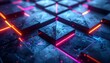 © sal - Neon Lit Grid Pattern Background Texture.