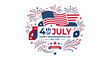 © Don - Patriotic 4th of July text with flag and fireworks.