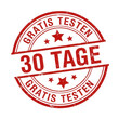 © JIBON - Red rubber stamp with 30 days free trial text in german language isolated on transparent background