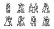 © MD - Dancing Couples Icons, Ballroom Pair Poses, Romantic Movement Graphics, Vector Set