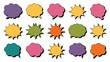 © Peradox - Collection Of Comic Book Speech Bubbles And Starbursts Vector Illustration bubble thought dialogue balloon burst starburst explosion shout graphic design colorful