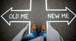 © ArtSync Studio - Choosing a New Direction Person Standing at Crossroads Between Old and New Self