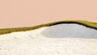 © Photography09 - Abstract minimalist golf bunker gentle curve of white sand and green grass meets serene peach sky, highlighting natural textures and calm. Golf, Tranquility
