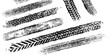 © vintage style - Black tire track marks and vehicle tread patterns set on a simple surface