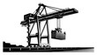 © Tomas - Harbor gantry crane lifting shipping container in black and white graphic style