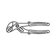 © Bayu - Tongue and groove pliers line art illustration on a white background, depicting a common hand tool for plumbing and mechanical work