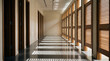© Sekai - Dramatic light and shadow play within empty boutique retail fitting room corridor architectural perspective photo