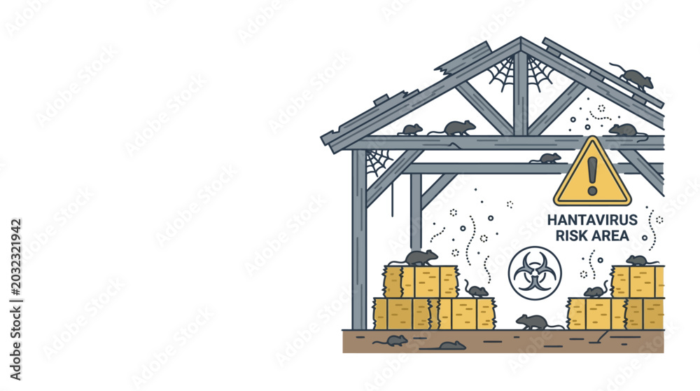 Infested Area. Sign Hantavirus risk area sign in a rat infested barn. Stock Vector | Adobe ...