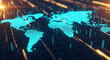 © fitria - Digital World Map with Glowing Lines and Grids