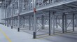 © Bakha - Empty warehouse racks with metal structure and industrial concrete floor in storage space
