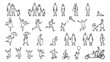 © Ali - Minimalist line art people icons, architectural scale figures in various poses, black outline human silhouettes for urban planning and diagrams