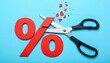 © Muhammad - Scissors cutting red percentage symbol representing discount or price reduction