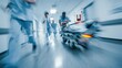 © Generative AI - Urgent medical emergency in hospital corridor with healthcare professionals rushing a patient on a stretcher