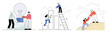 © Ashalata - Collaborative scenes illustrating lightbulb transport statistical climbing and mountain assistance for collective business progress.