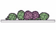 © Guendel - Five textured vegetables, some green, some purple, rest on a horizontal line