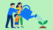 © MuhammadHaris - A loving family nurtures a young plant, symbolizing care, growth, and environmental stewardship for a brighter future through collaborative effort