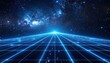 © Darmi - Abstract digital grid landscape with glowing stars and nebula in deep space