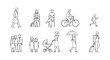 © DigitalStock - diverse people in black and white line art representing different activities and lifestyles