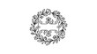 © Dandi - Elegant floral wreath with decorative elements and space for text.