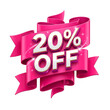 © rahimarts - A vibrant pink ribbon with sparkling stars advertising a 20 percent discount
