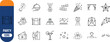 © Habib - Party celebration event awards outline icons. gift icon set, medal icon set, champagne icon set