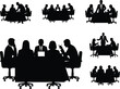 © Vim Eidts - Business meeting silhouettes around conference table showing teamwork discussion leadership planning and corporate office collaboration scenes