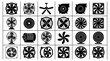 © Vectscape - Collection of diverse industrial and residential ventilation fan icons presented as a clean set of black and minimal vector graphics
