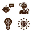 © shahin - Ai bot and tech assistance glyph icons set with assistant technical technology