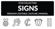 © IconArt - outline signs icons set - class reward, no music, barefoot, is parallel to. editable vector for web and mobile ui