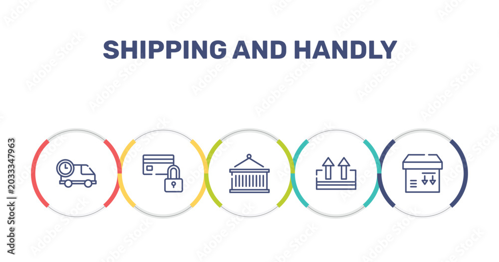Handly Icon shipping and handly outline icon set featuring delivery delay, card ...